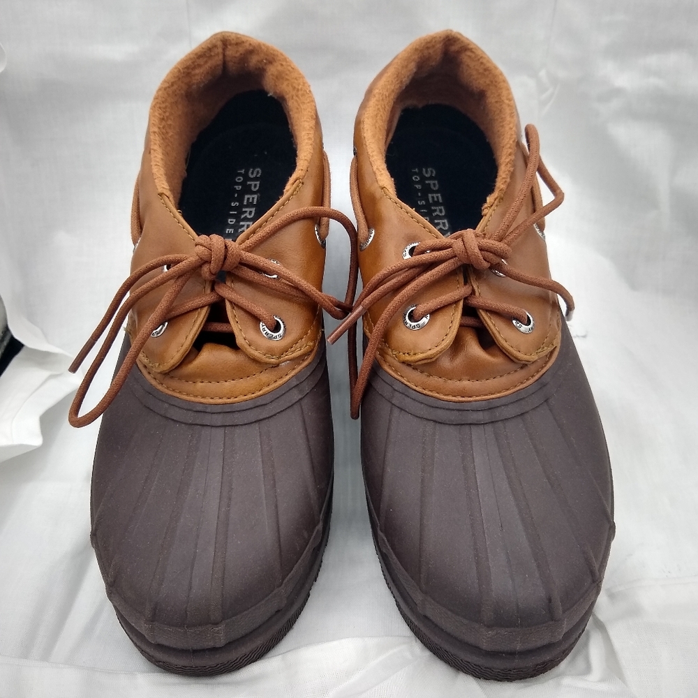 SPERRY Womens 8.5M Brown Duckling TopSider LeatherRubber Ankle LaceUp Boot